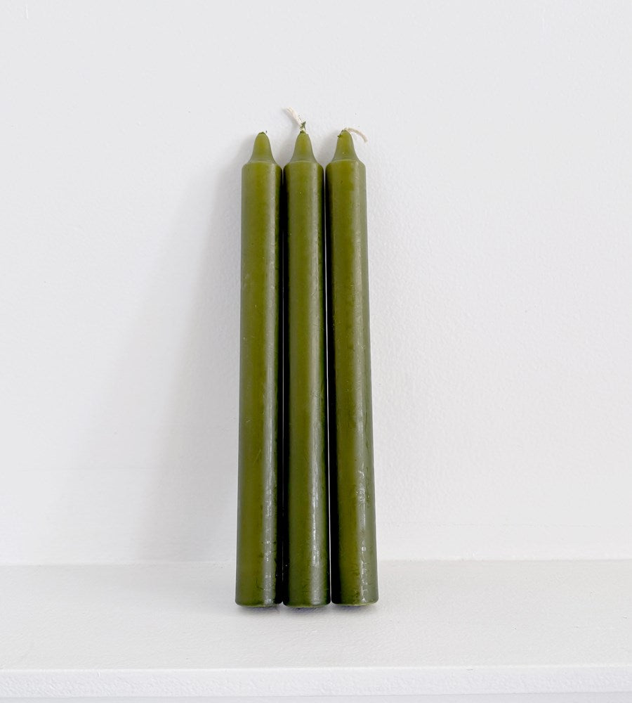 Household Taper Candle 240mm x 22mm | Olive