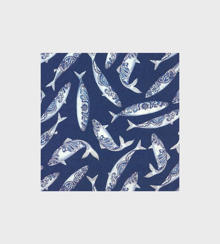 IHR Luncheon | Paper Napkins | Decorative Fish Blue