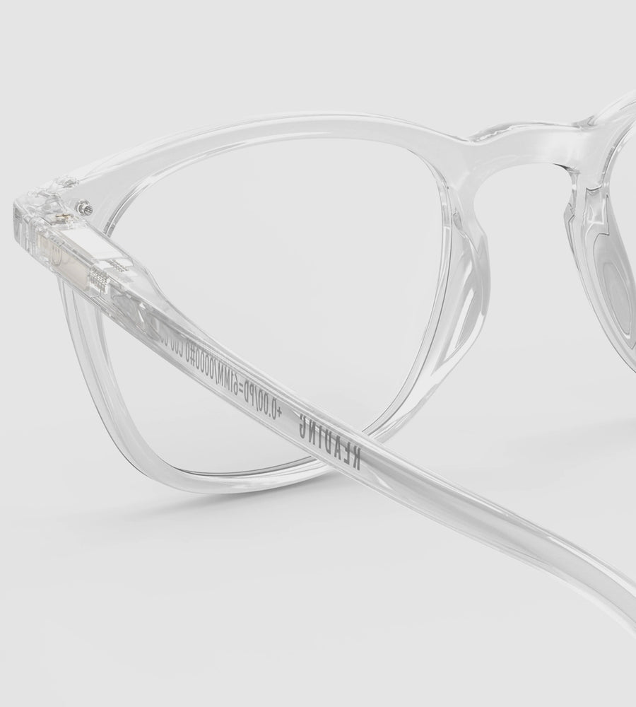 Clear eyeglasses on a white background