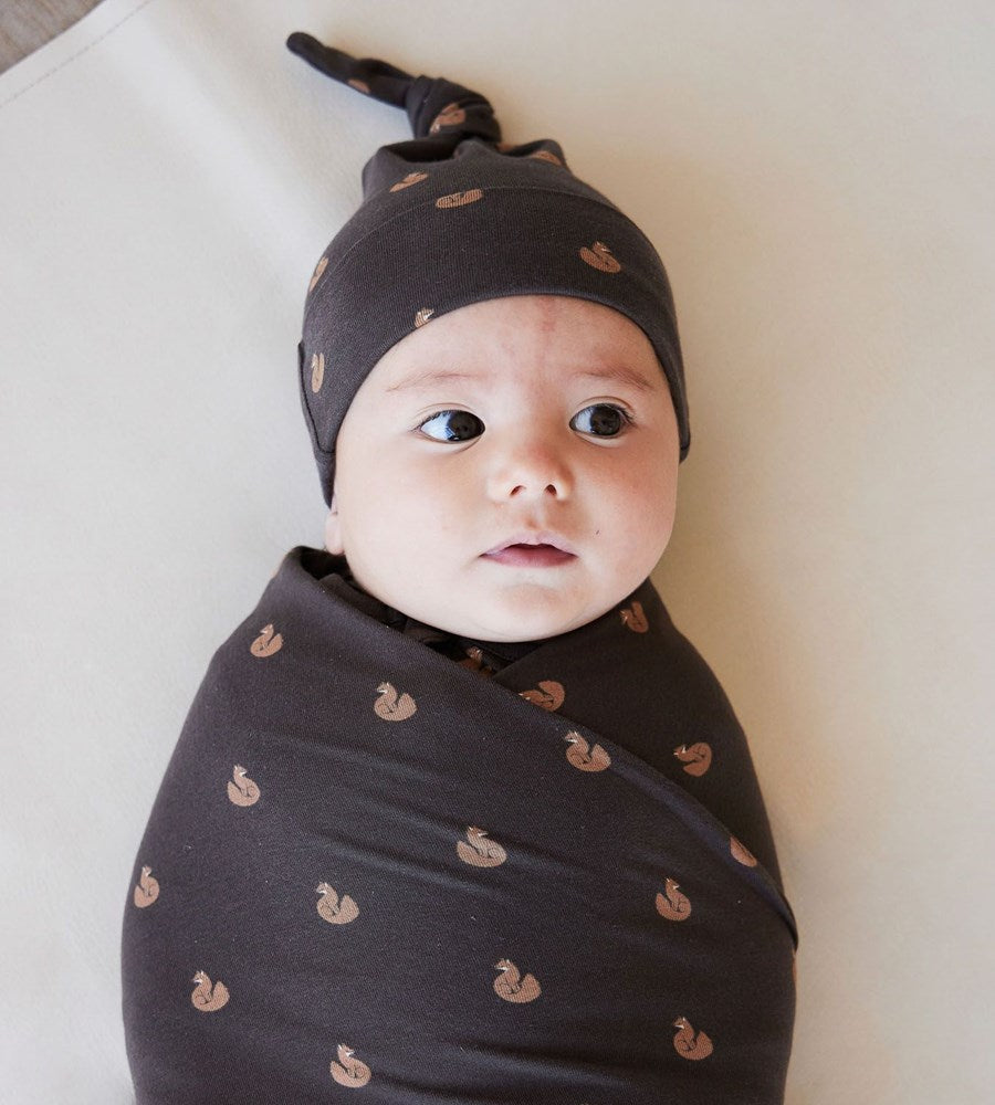 Jamie Kay | Organic Cotton Knot Beanie | Fox Cubs Wolf