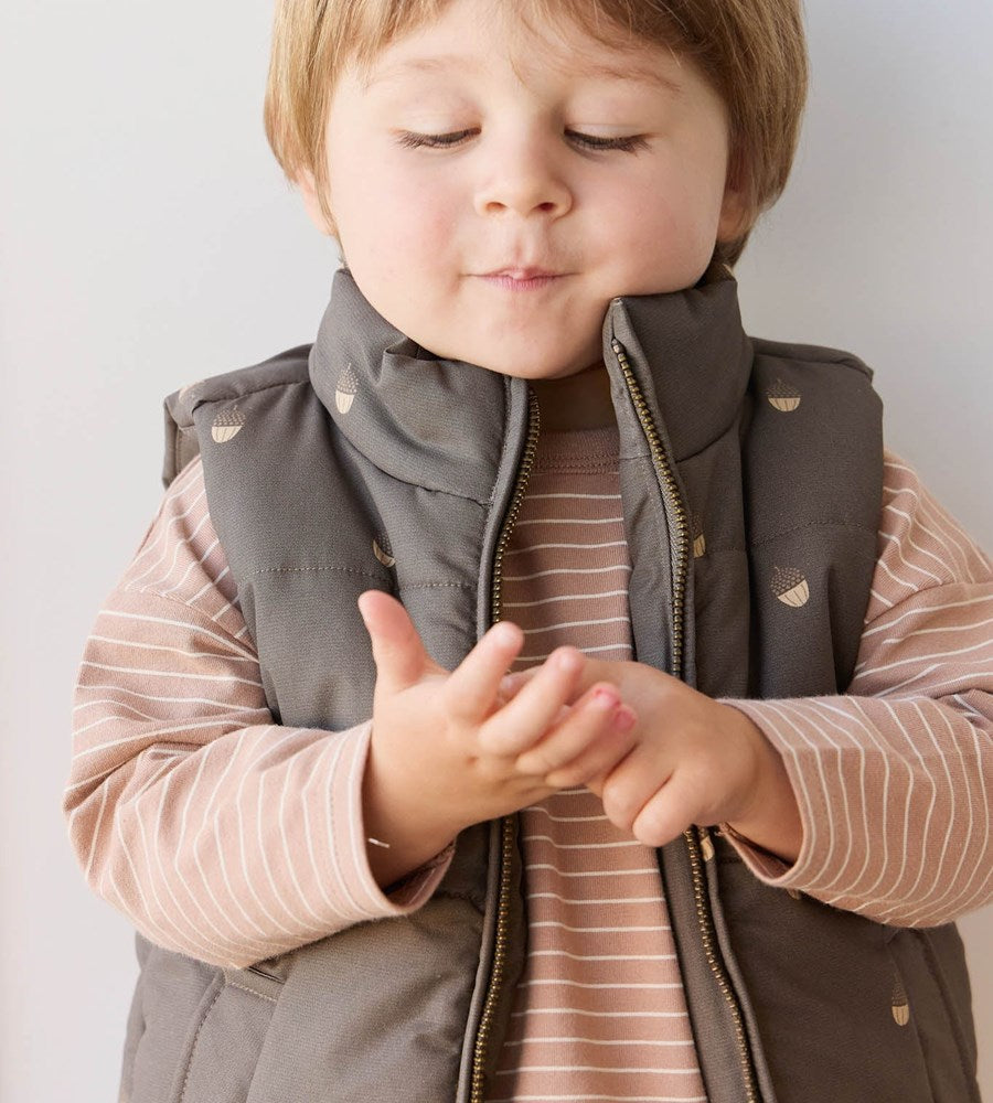 Jamie Kay | Organic Cotton Levi Long Sleeve Top | Daily Stripe Pale Terracotta/Buff