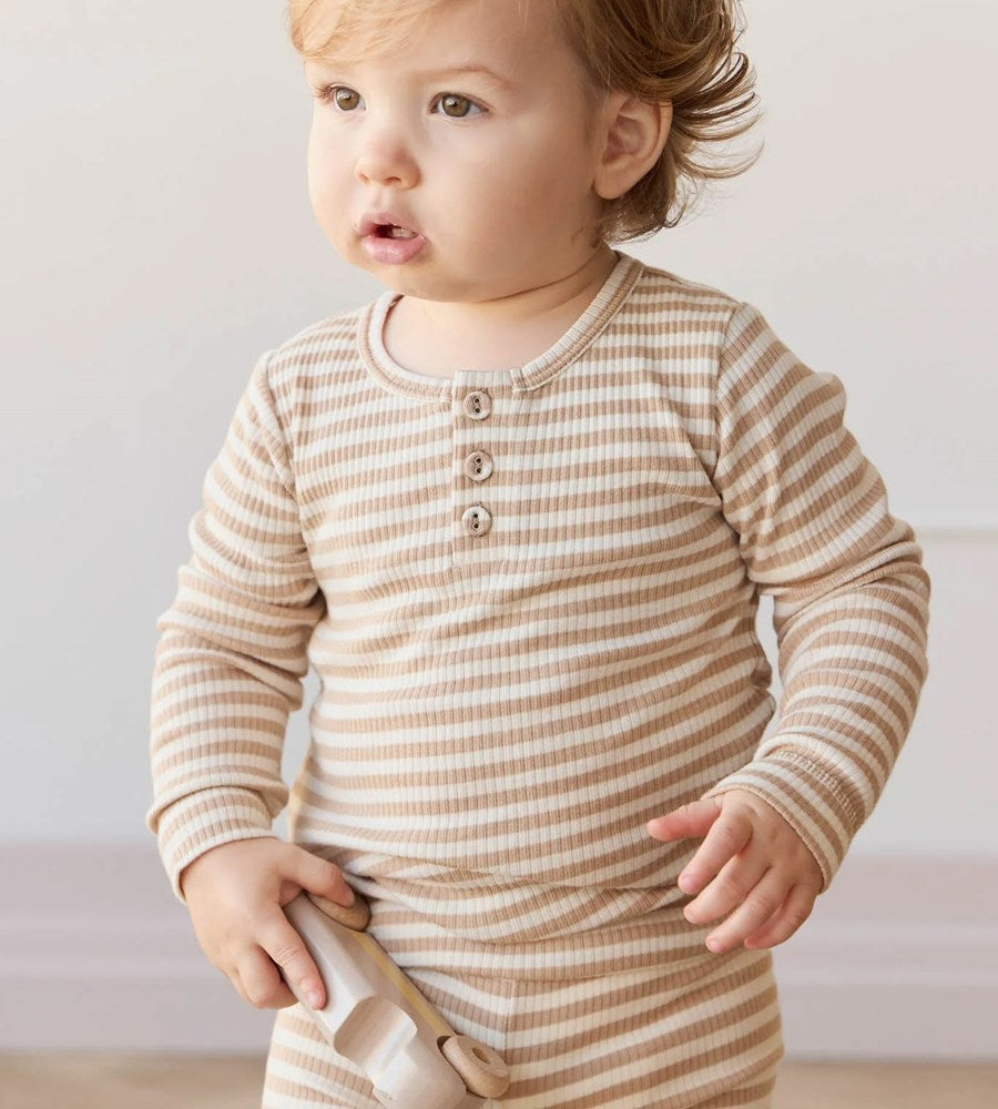 Jamie Kay | Organic Cotton Modal Long Sleeve Top | Narrow Stripe Baker/Cloud