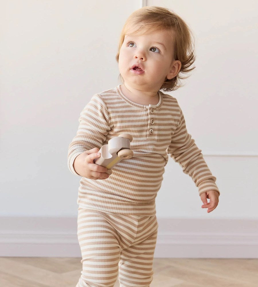 Jamie Kay | Organic Cotton Modal Long Sleeve Top | Narrow Stripe Baker/Cloud