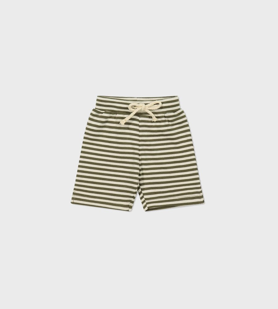 Jamie Kay I Pima Cotton Marley Short I Narrow Stripe Deep Olive/Soft Clay