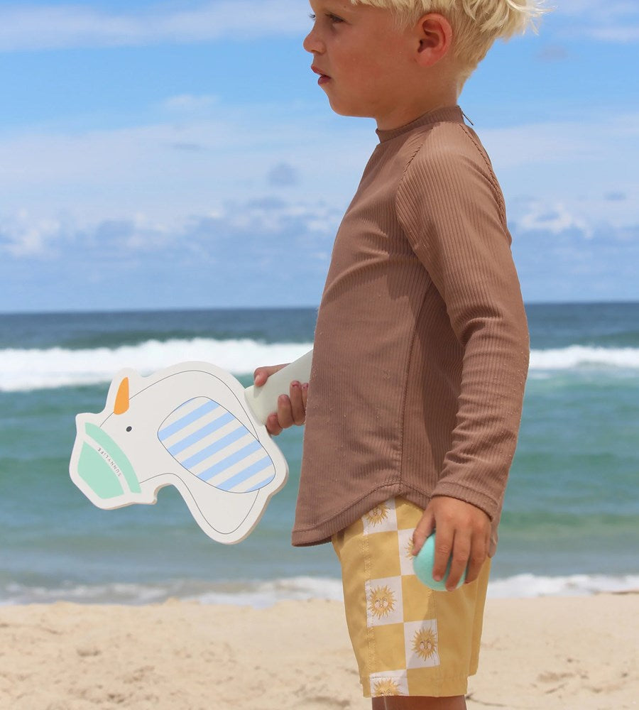 SunnyLife | Kids Velcro Beach Bats Sammy the Seagull | Blue Stripe