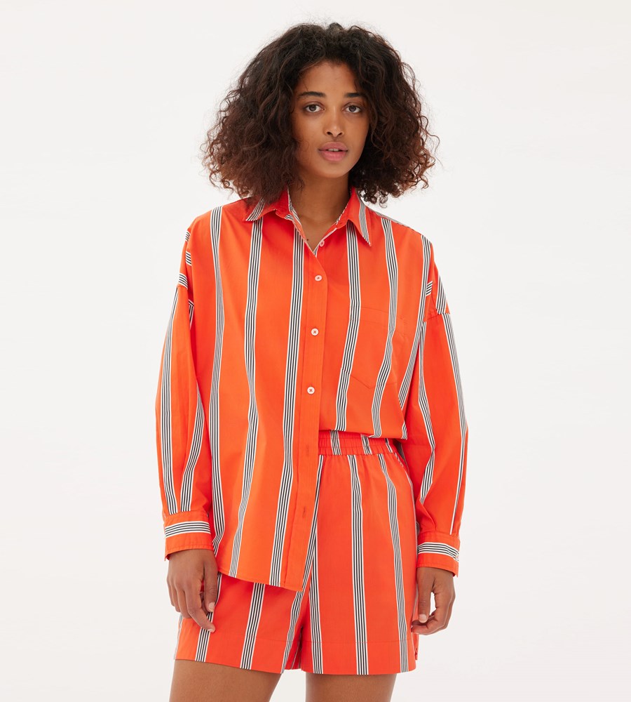 LMND | Chiara Classic Stripe Shirt | Grenadine/White/Black