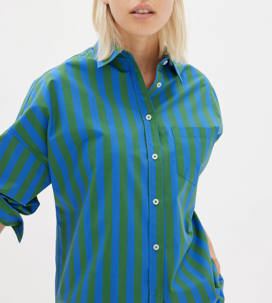 LMND | Chiara Shirt Classic Stripe Dusk | Forest