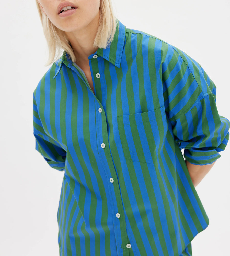 LMND | Chiara Shirt Classic Stripe Dusk | Forest