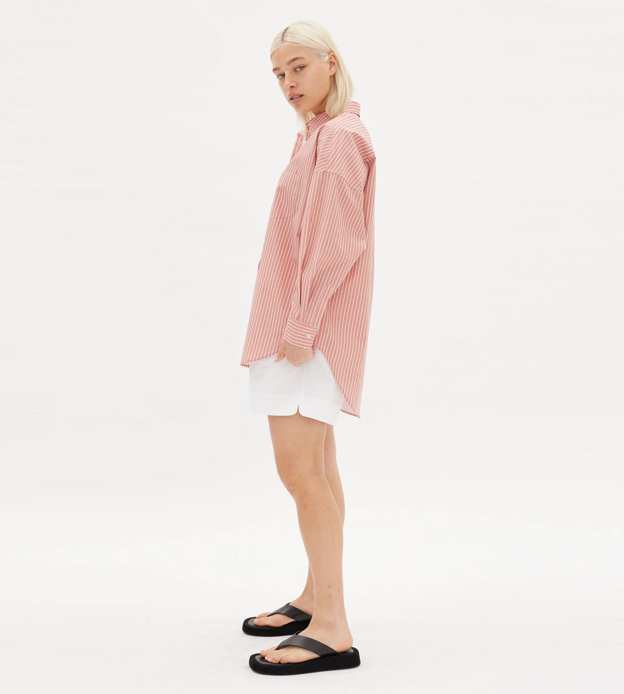 LMND | Chiara Shirt Mid length | Himalayan Pink/White