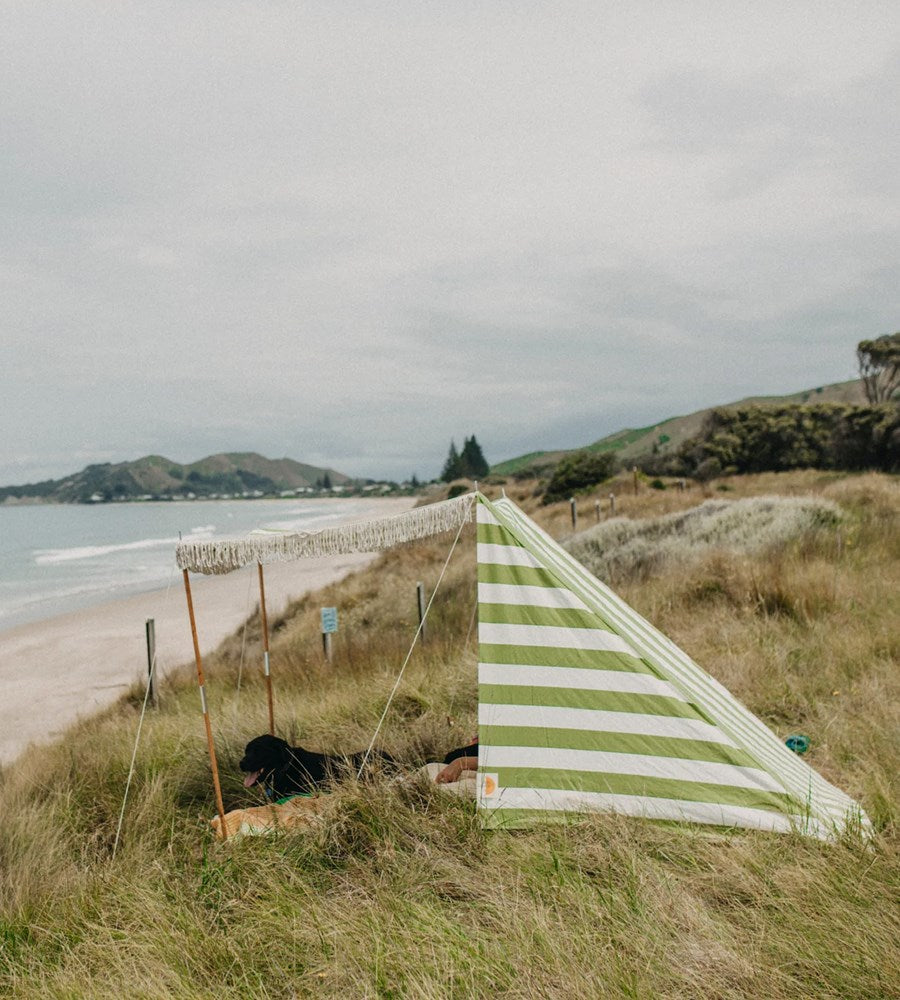 olive green beach tent of the beach