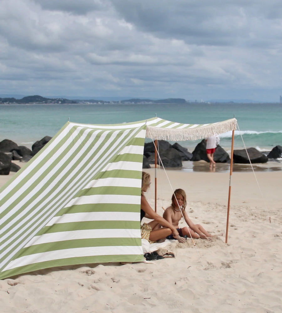 olive green beach tent of the beach