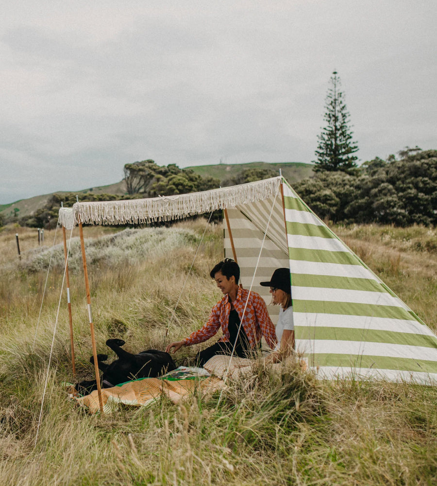olive green beach tent of the beach