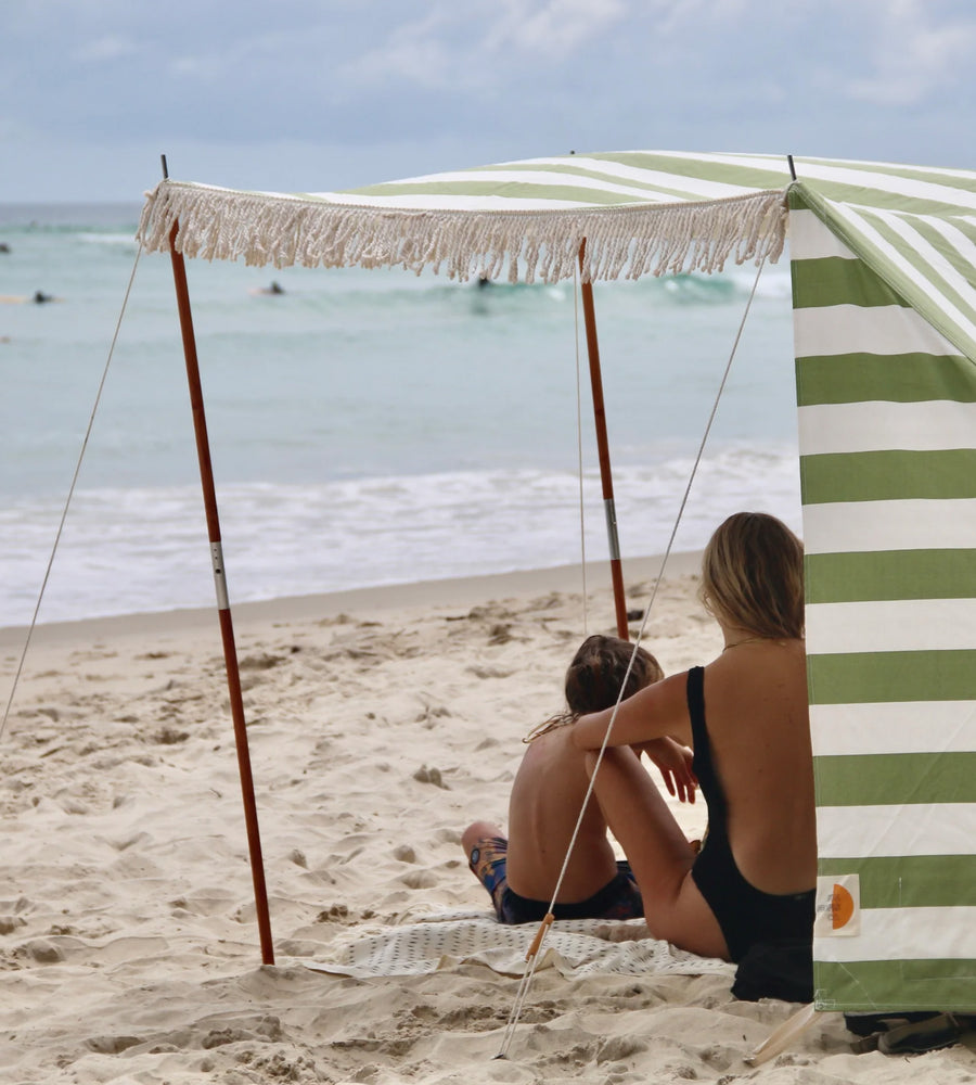 olive green beach tent of the beach