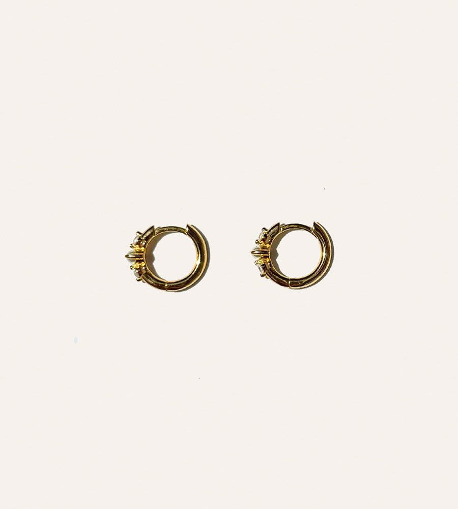 La Dailie | The Ada Pearl and Crystal Mini Hoops | Gold