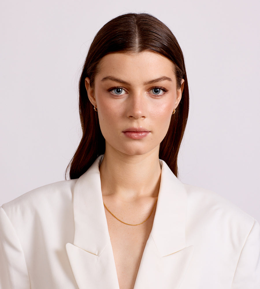 La Dailie | The Ada Pearl and Crystal Mini Hoops | Gold