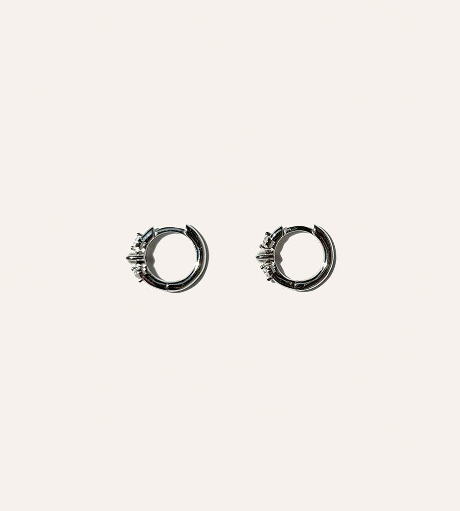 La Dailie | The Ada Pearl and Crystal Mini Hoops | Silver