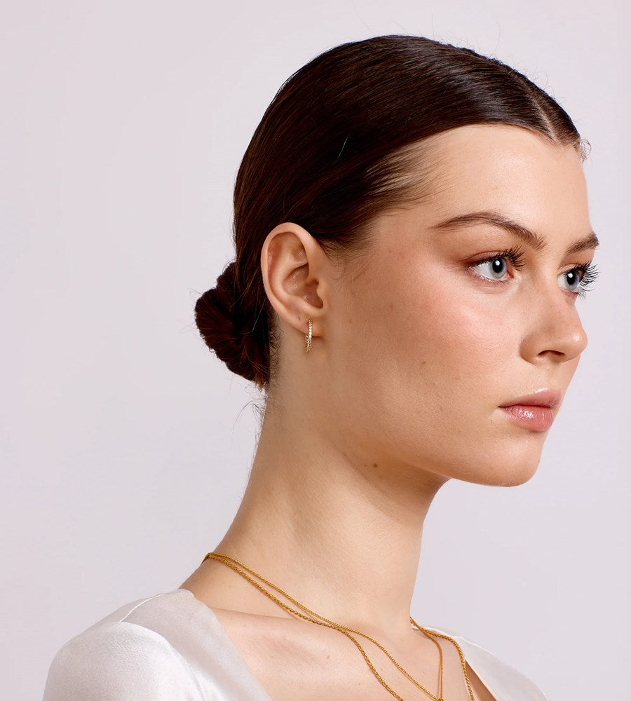 La Dailie | The Amelie Super Fine Crystal Hoops | Gold