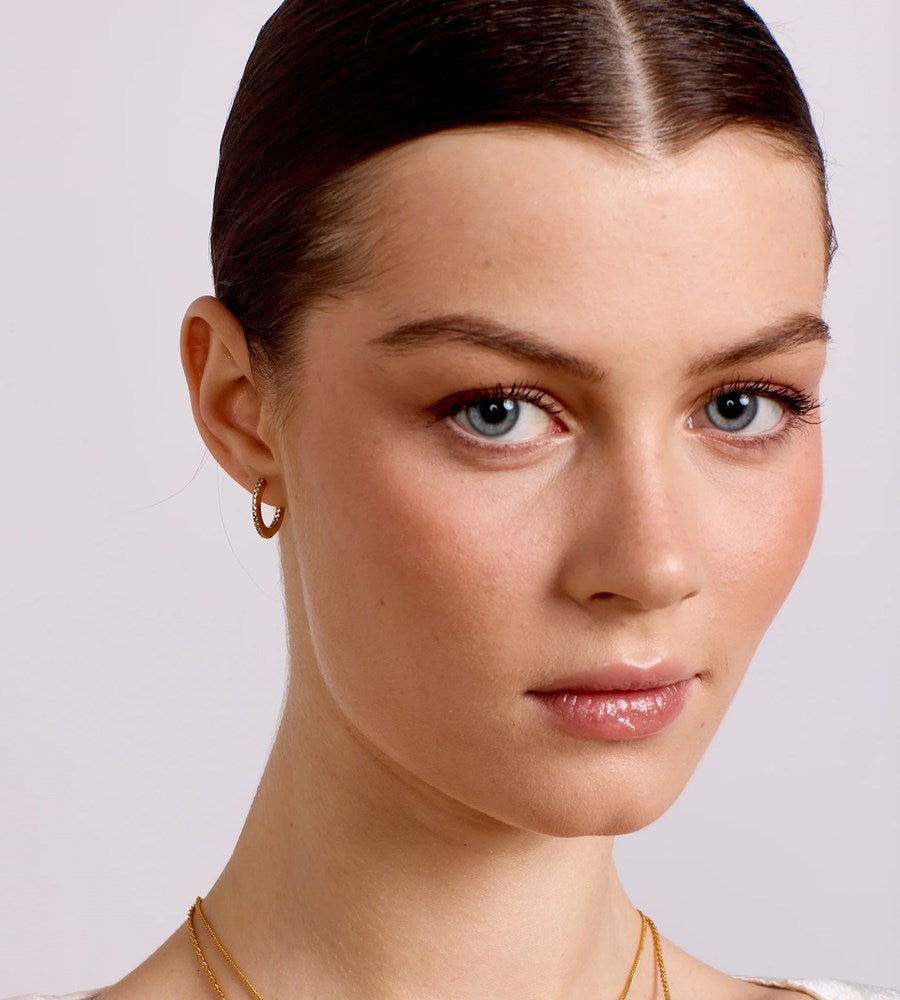 La Dailie | The Amelie Super Fine Crystal Hoops | Gold