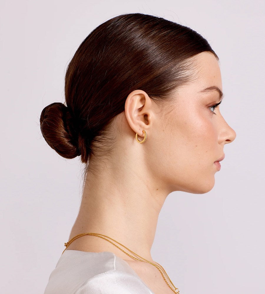 La Dailie | The Amelie Super Fine Crystal Hoops | Gold