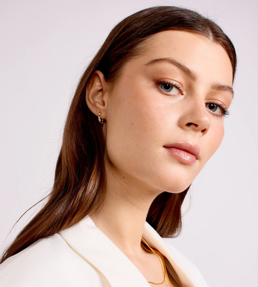 La Dailie | The Odette Crystal Cluster Mini Hoops | Gold