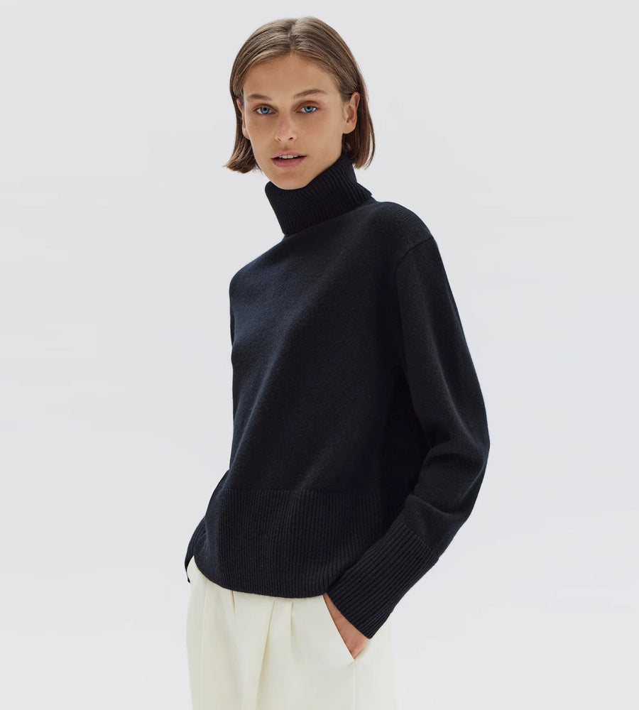 Leanna Wool Cashmere Roll Neck Black