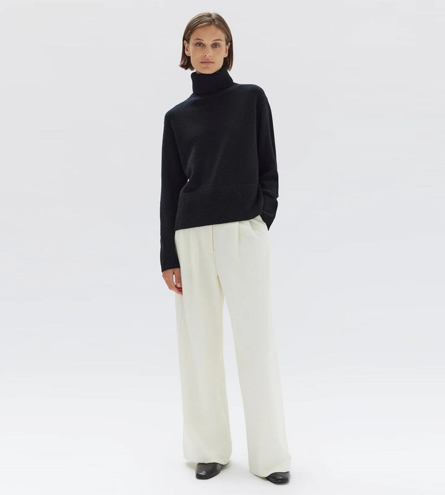 Leanna Wool Cashmere Roll Neck Black