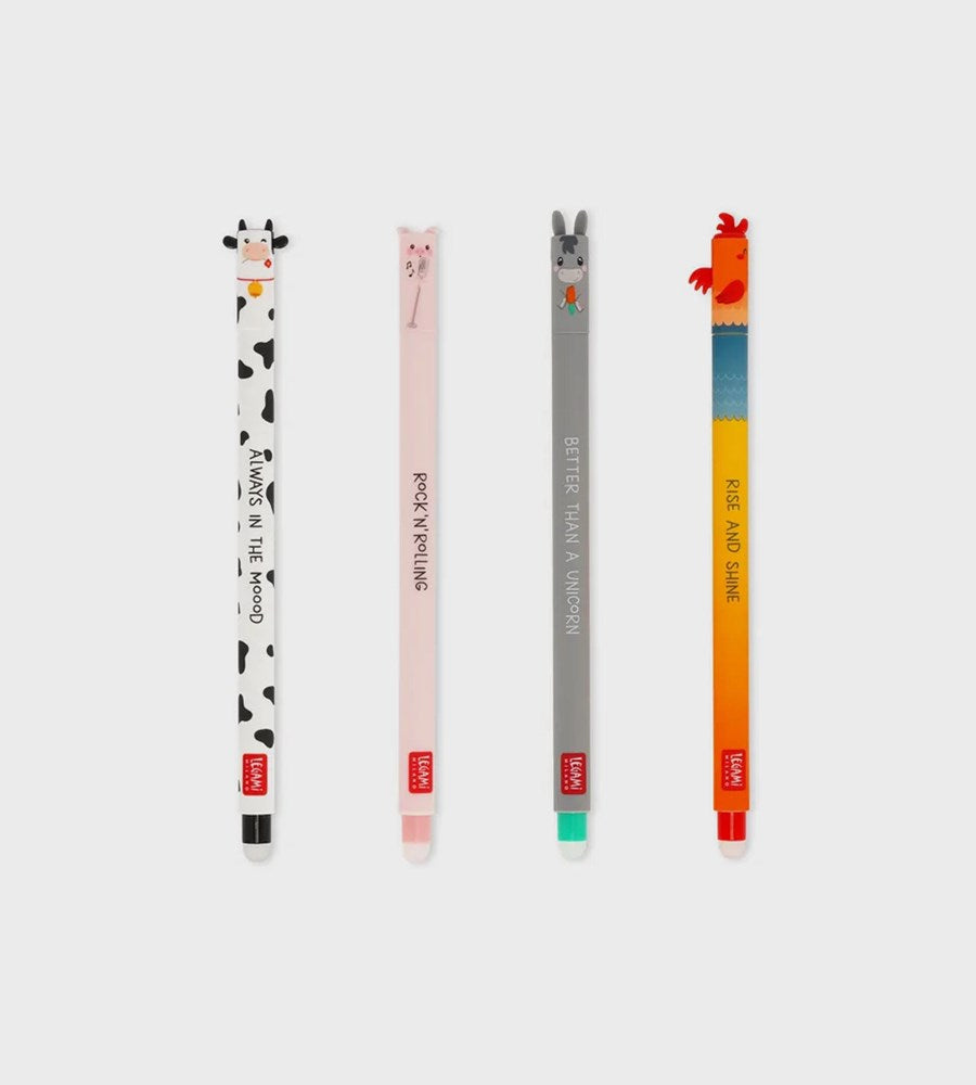 Five colorful pencils with unique designs on a white background