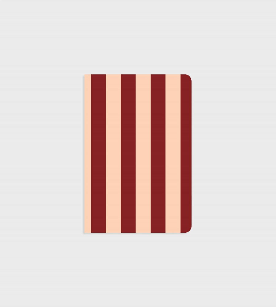 Lettuce | Notebook | Peach + Burgundy Bold Stripe