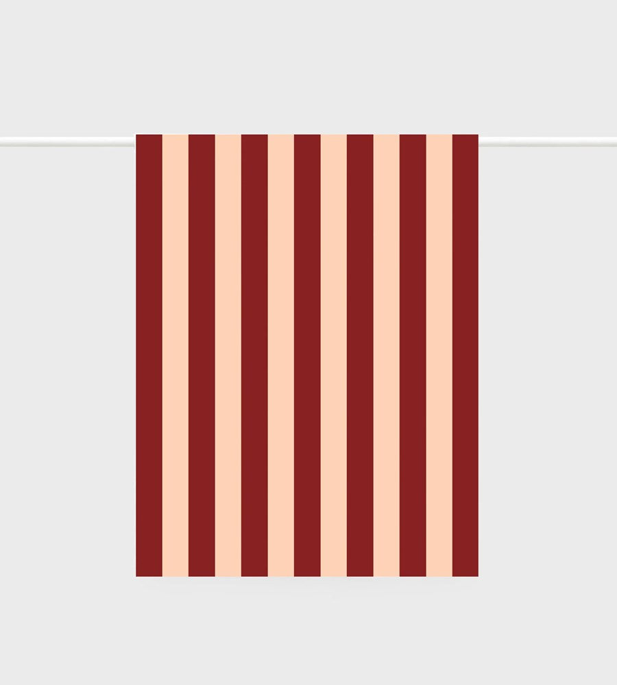 Lettuce | Tea Towel | Bold Stripe Peach + Burgundy