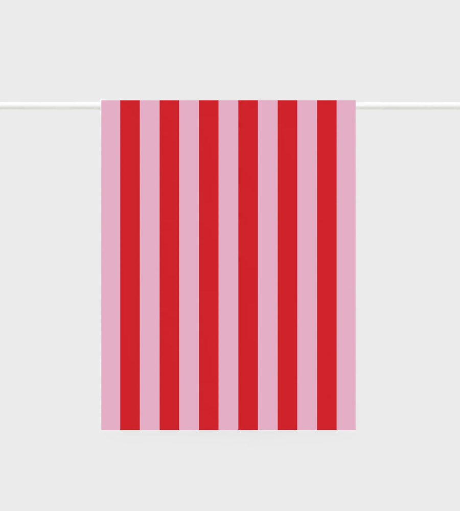 Lettuce | Tea Towel | Bold Stripe Red + Pink