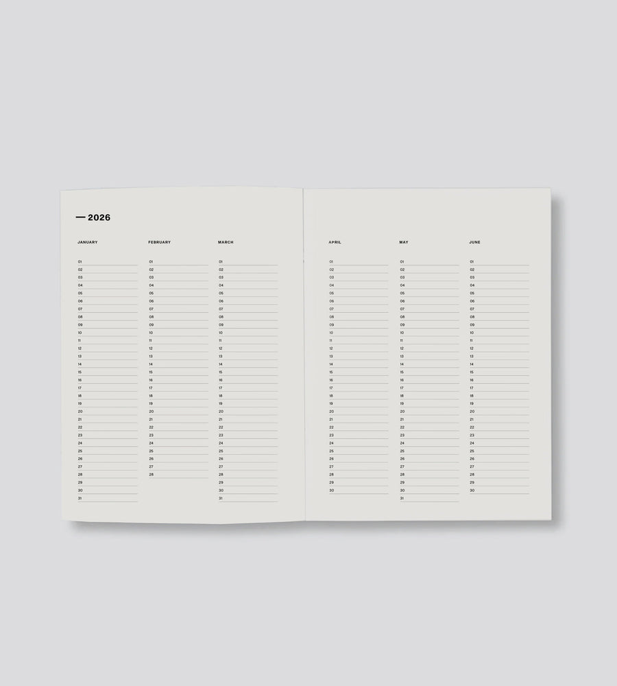 Calendar planner for 2026 on a light gray background