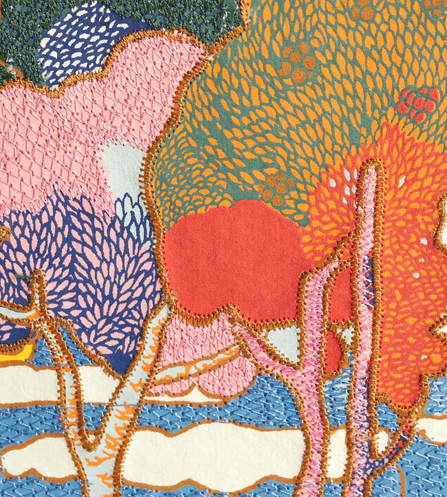 Colorful coral reef pattern with various textures and colors.