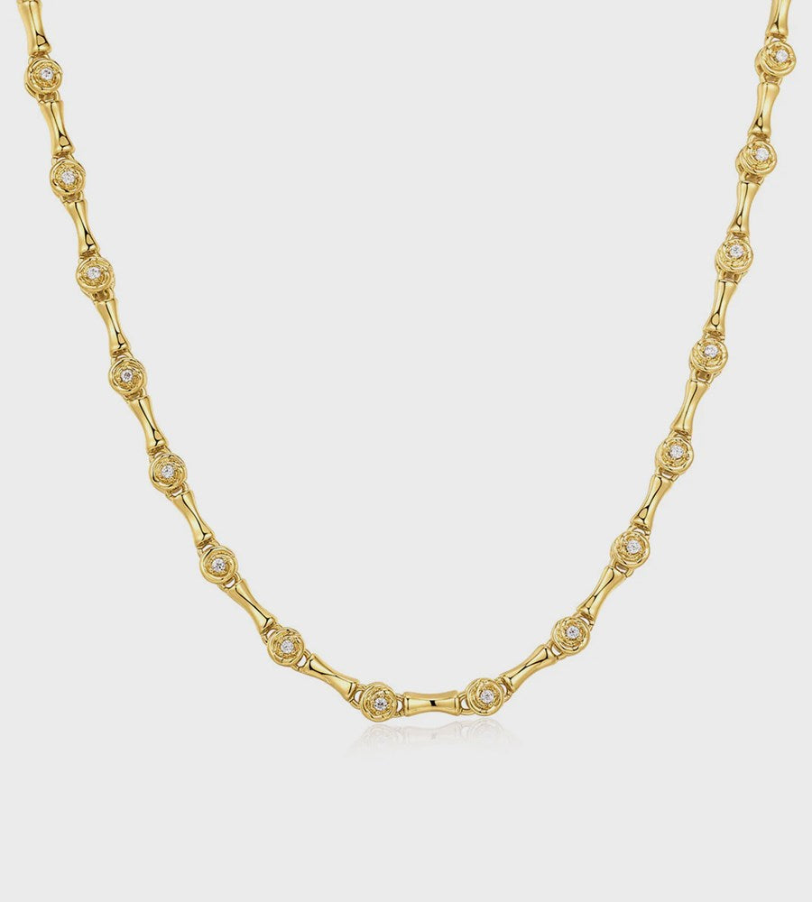 Luv AJ Coquille Tennis Necklace Gold