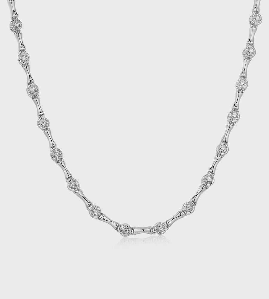 Luv AJ Coquille Tennis Necklace Silver