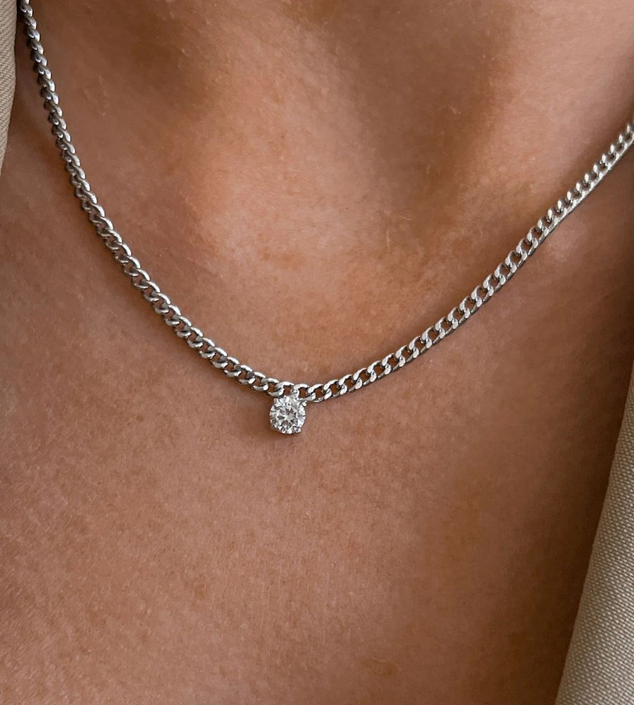 Luv AJ Bardot Stud Charm Necklace | Silver