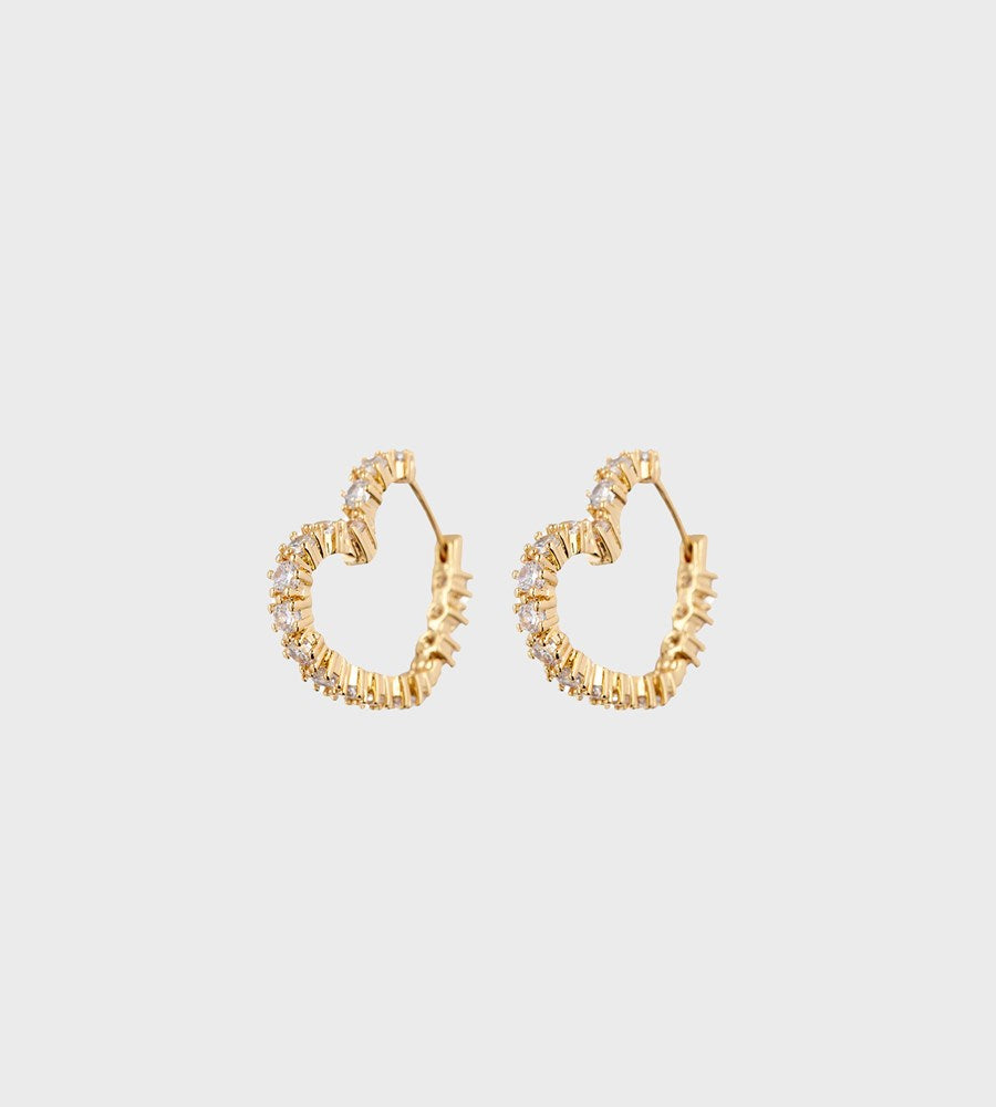 Luv AJ Diamond Heart Bijoux Hoops | Gold