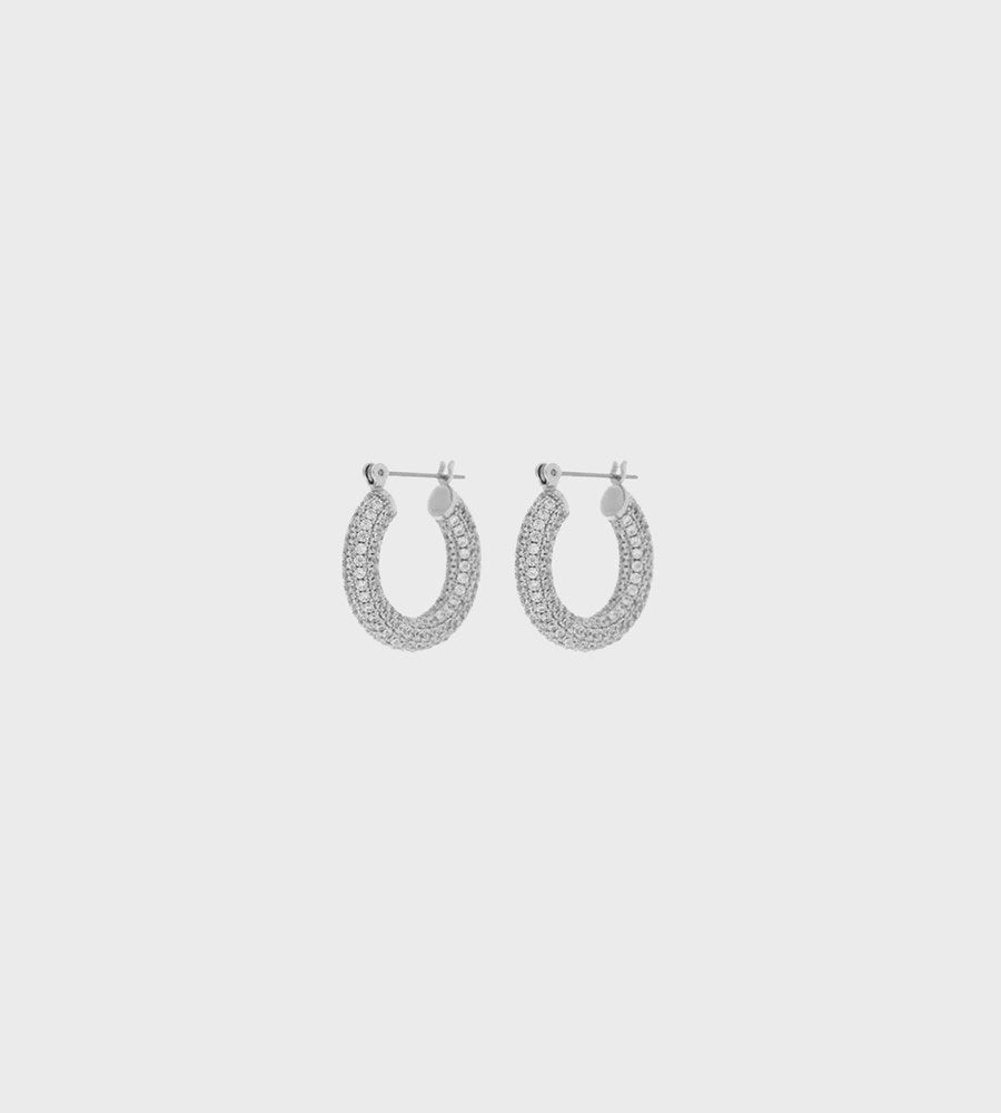 Luv AJ Pave Baby Amalfi Hoops | Silver