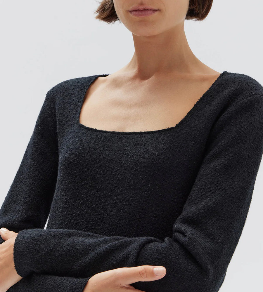 Meredith Square Long Sleeve Top Black
