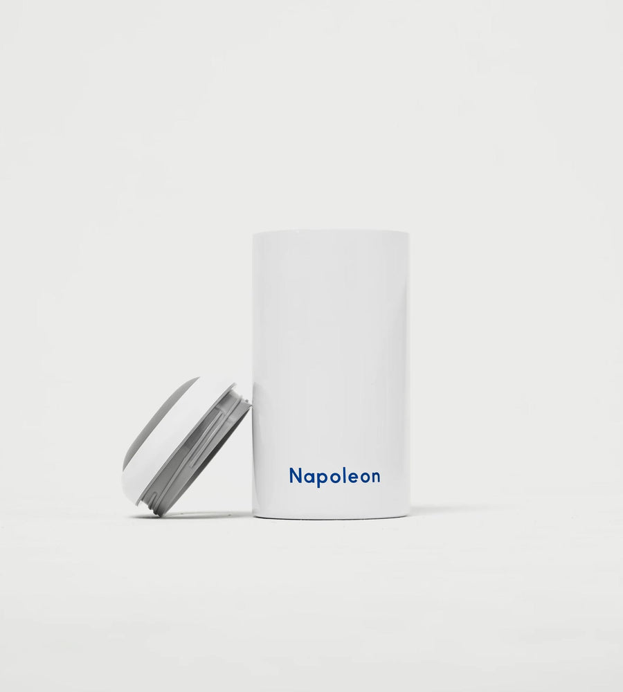 White cylindrical container with 'Napoleon' branding on a light gray background