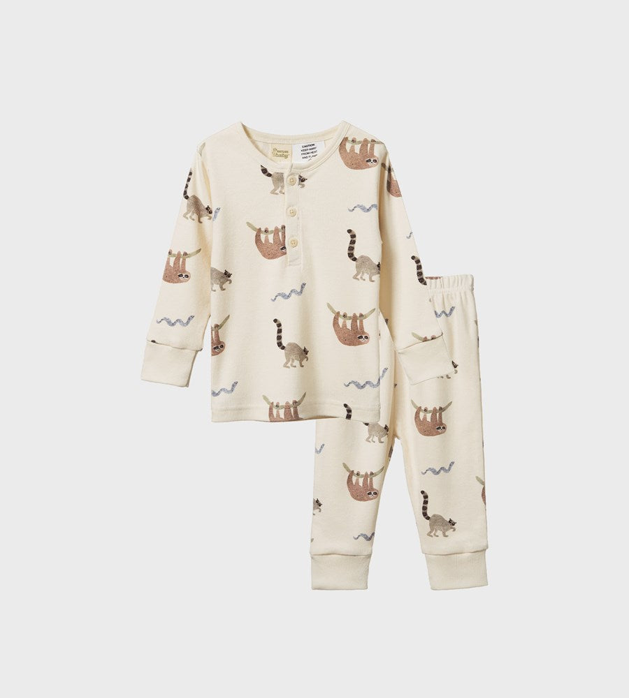 Nature Baby | 2pc Long Sleeve Cotton Pyjamas | Sloth Snuggle Print