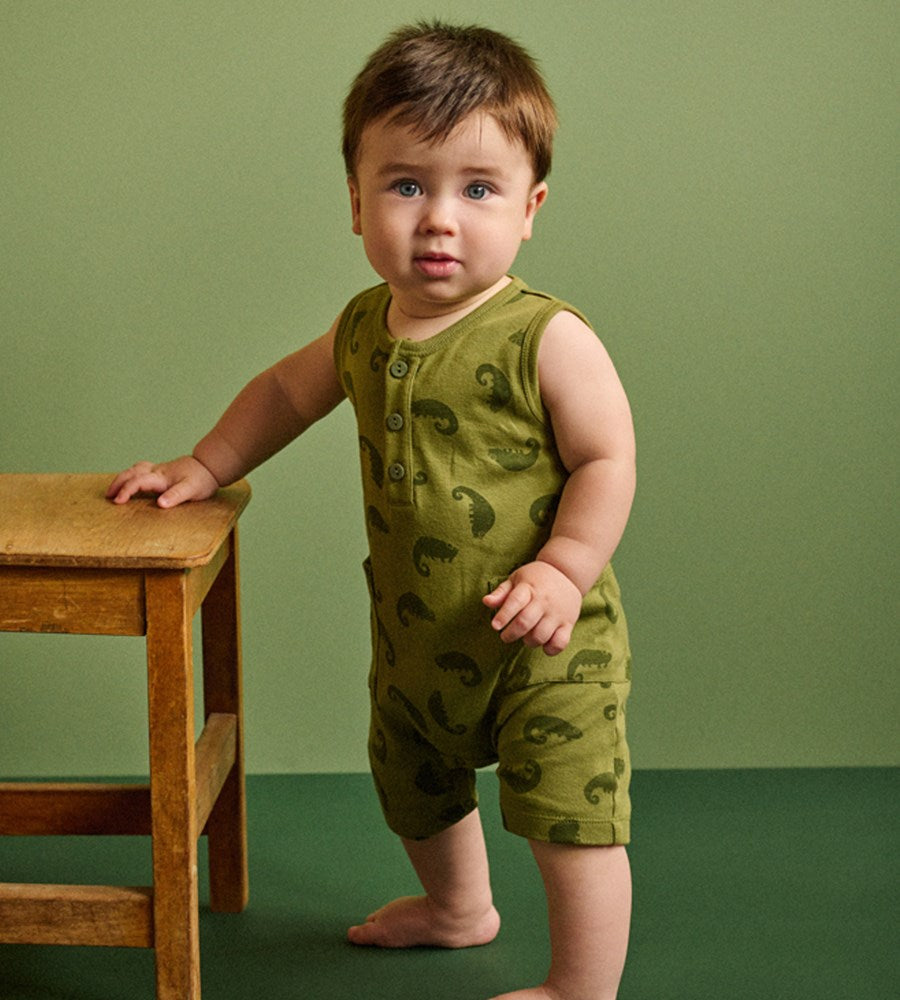 Nature Baby I Camper Suit I Chameleon Print