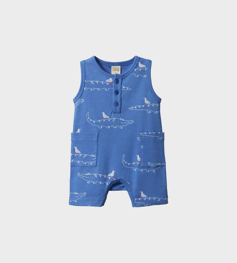 Nature Baby I Camper Suit I Curious Crocodiles Reef Print