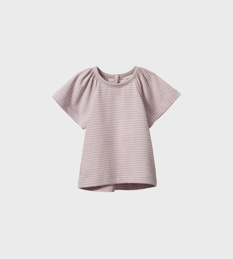 Nature Baby I Faye Tee I Lilac Natural Pinstripe