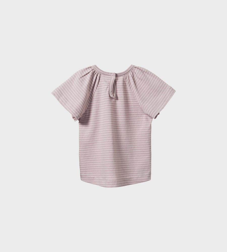 Nature Baby I Faye Tee I Lilac Natural Pinstripe