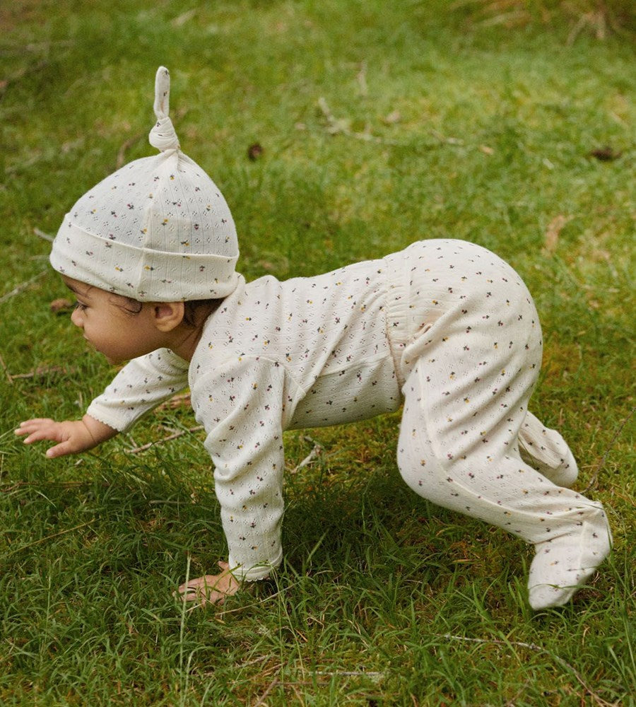 Nature Baby | Footed Rompers Pointelle | Aster Floral Print