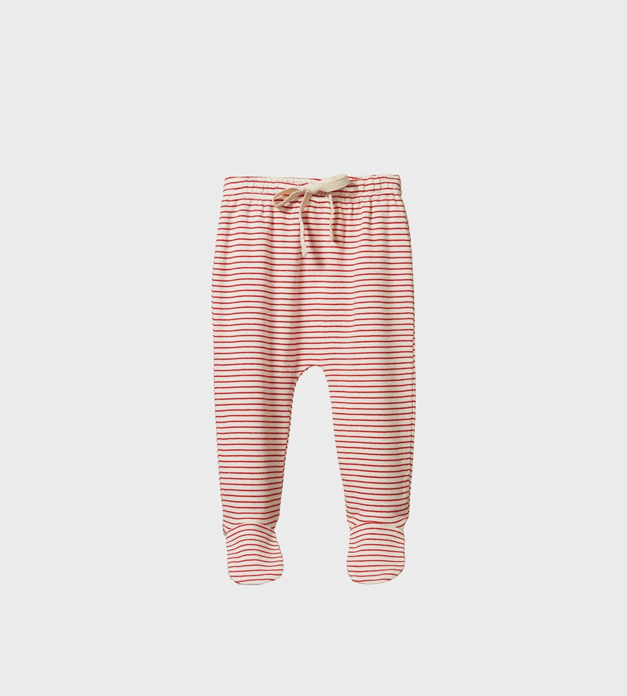 Nature Baby | Footed Rompers | Red Pinstripe