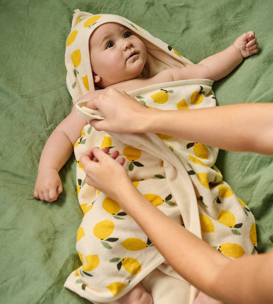 Nature Baby | Organic Cotton Hooded Towel | Lemon Print