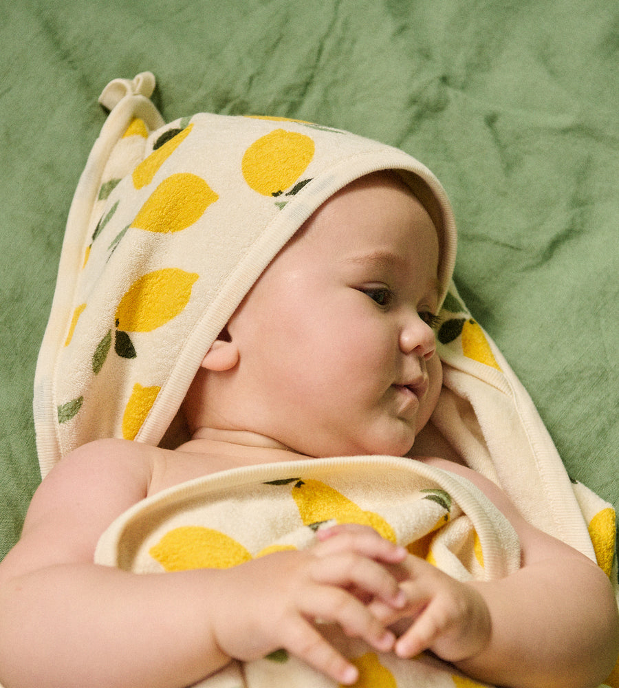 Nature Baby | Organic Cotton Hooded Towel | Lemon Print