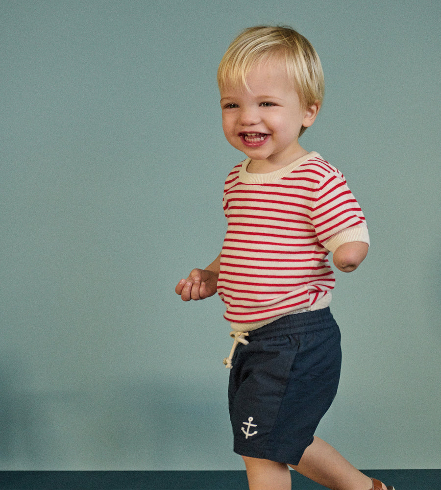 Nature Baby | Knitted River Tee | Red Sailor Stripe