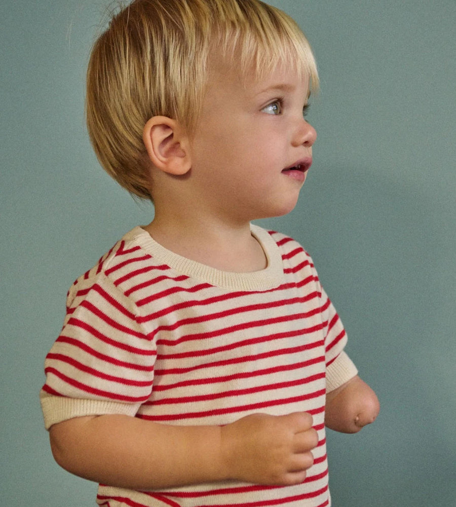 Nature Baby | Knitted River Tee | Red Sailor Stripe